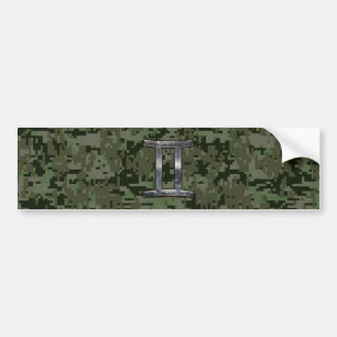 Autocollant De Voiture Gemini Zodiac Sign on Green Digital Camouflage
