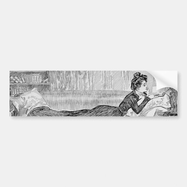 Autocollant De Voiture Gibson Girl Lecture d'un livre (Devant)