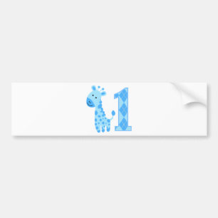 Autocollant De Voiture Giraffe Bleue Premier anniversaire