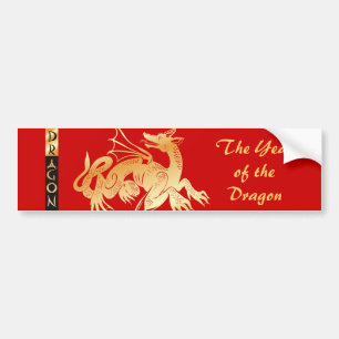 Autocollant De Voiture Golden Dragon and Banner