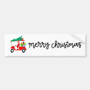 Autocollant De Voiture Golf Christmas Golfer Santa Claus drôle