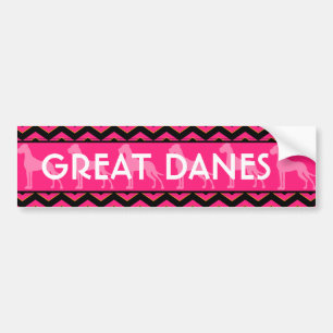 Autocollant De Voiture Grand Danois silhouettes rose noir Art nouveau