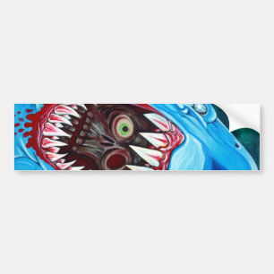 Autocollant De Voiture Grand Gobstopper blanc - requin CONTRE le zombi