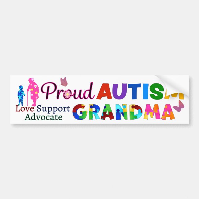 Autocollant De Voiture Grand-mère de l'autisme fier (Devant)