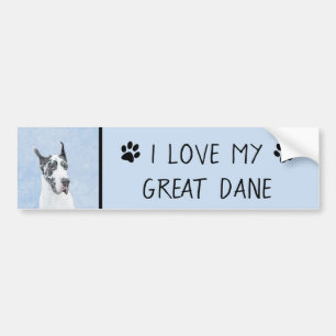 Autocollant De Voiture Great Dane (Harlequin) Painting - Original Dog Art