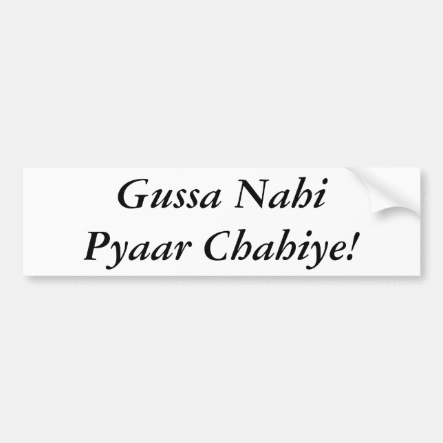 Autocollant De Voiture Gussa Nahi Pyaar Chahiye (Devant)