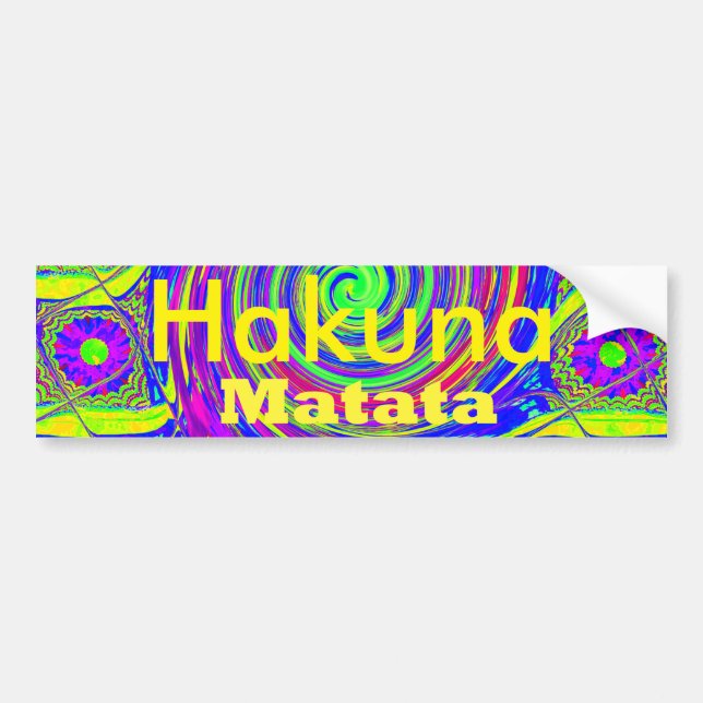 Autocollant De Voiture Hakuna Matata - Conception de tourbillons aux coul (Devant)