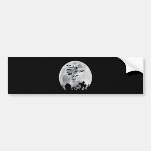 Autocollant De Voiture Halloween Pleine lune Cimetière Bats Éffrayants