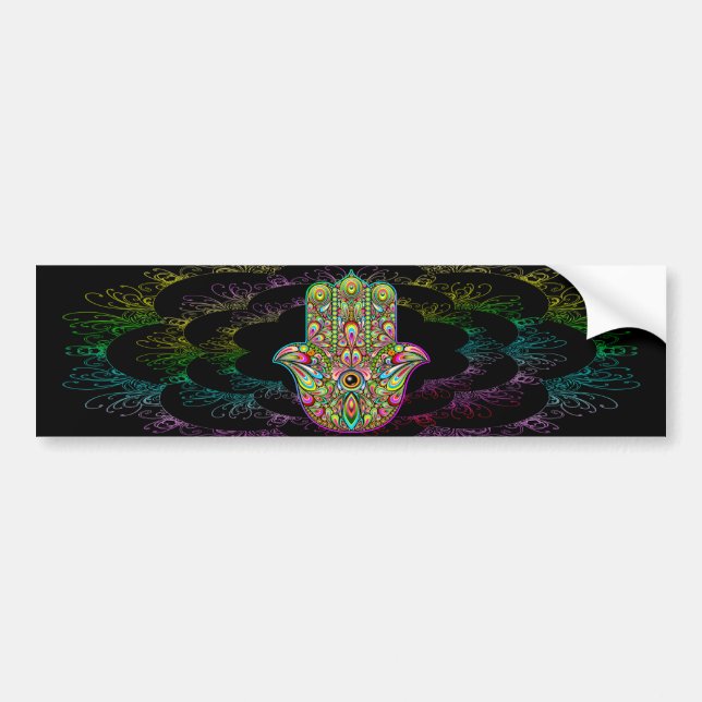 Autocollant De Voiture Hamsa Fatma Main Psychedelic Art (Devant)