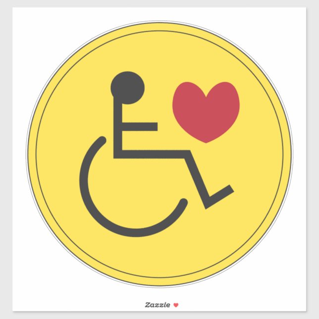 Autocollant de voiture Handicap Love Heart Jaune (Feuille)