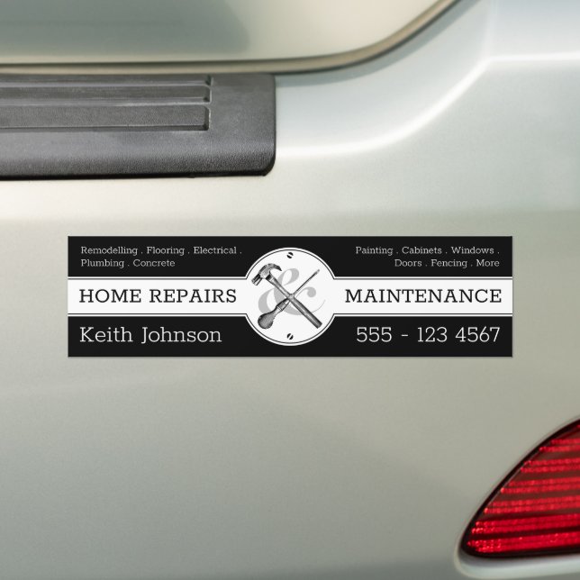 Autocollant De Voiture Handyman Noir Construction professionnelle moderne (En voiture)
