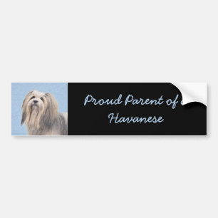 Autocollant De Voiture Havanese (Silver) Painting - Cute Original Dog Art