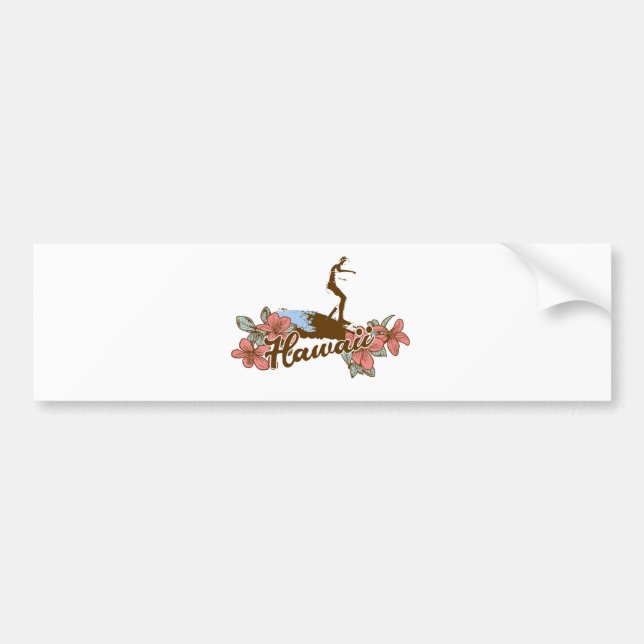 Autocollant De Voiture Hawaïen de surf d'Hawaï de plage de fille de (Devant)