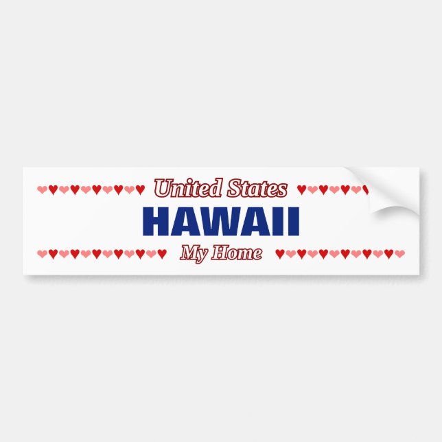 Autocollant De Voiture HAWAII - Ma patrie - États-Unis;Cœurs (Devant)