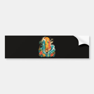 Autocollant De Voiture Hawaii Planche de Surf Vague Plage Surfeur Vintage