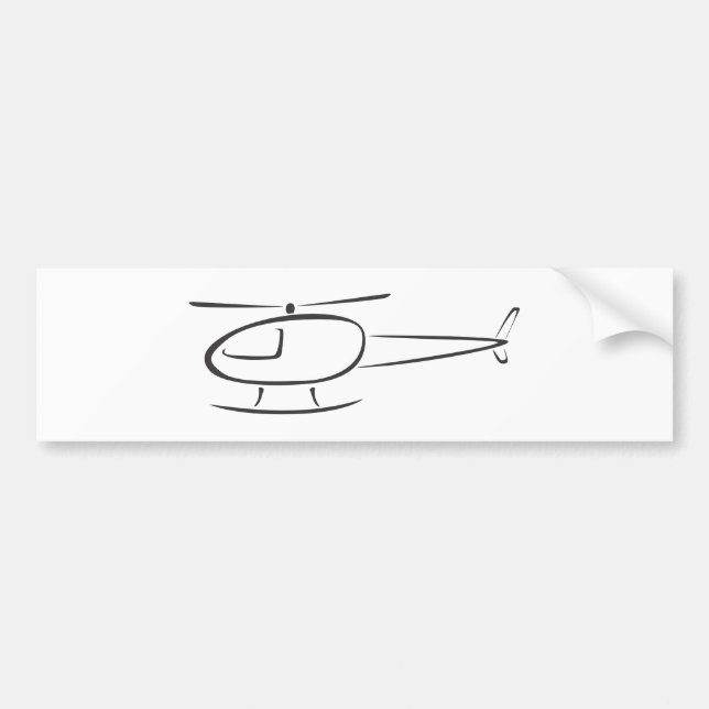 Autocollant De Voiture Hélicoptère dans le style chic de dessin (Devant)
