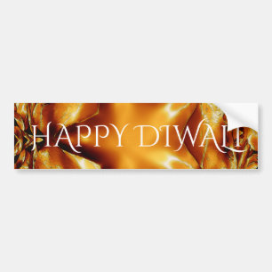 Autocollant De Voiture Heureux Diwali Salutation or cuivre brillant étoil