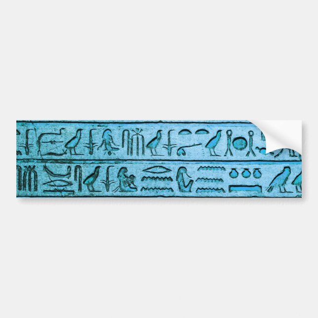 Autocollant De Voiture Hiéroglyphes égyptiens antiques bleu (Devant)