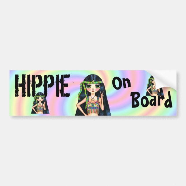 Autocollant De Voiture Hippie à bord de signe de paix hippie génial de (Devant)