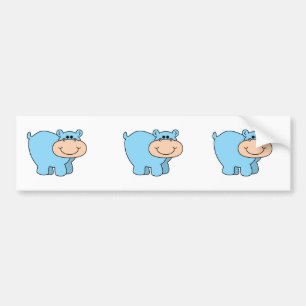 Autocollant De Voiture hippo bleu bébé