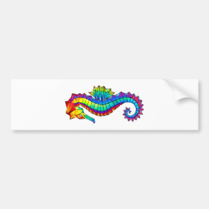 Autocollant De Voiture Hippocampe polygonal arc-en-ciel