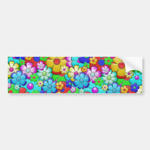 Autocollant De Voiture Hippy retro floral art