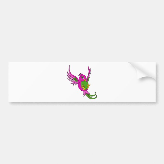Autocollant De Voiture Hirondelle de rose et de vert (Devant)