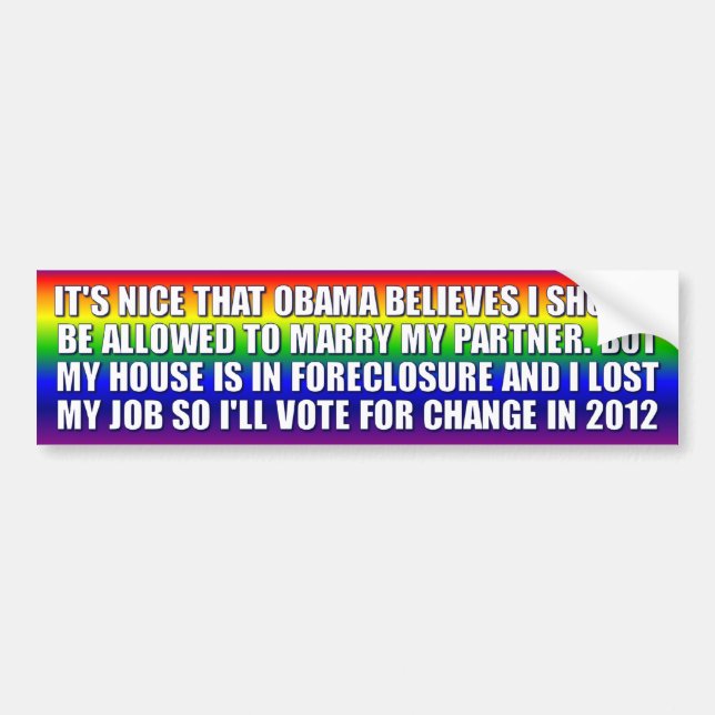 AUTOCOLLANT DE VOITURE HOMOSEXUELS POUR ROMNEY (Devant)