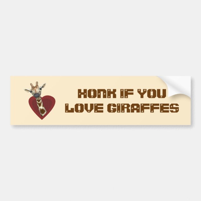 Autocollant De Voiture Honk Si Vous Aimez Les Giraffes (Devant)
