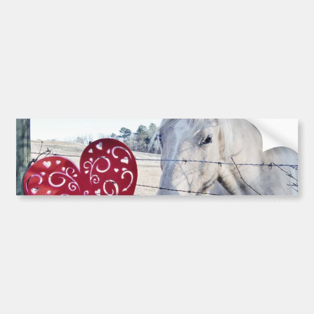 Autocollant De Voiture HORSE coeur Valentine (Devant)