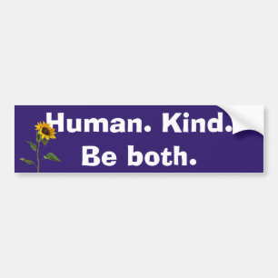 Autocollant De Voiture Human Kind Quote with Sunflower 