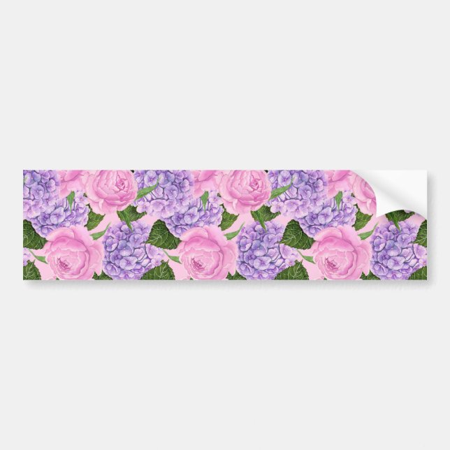 Autocollant De Voiture Hydrangea et motif de pivoine (Devant)