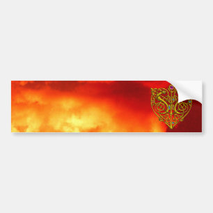 AUTOCOLLANT DE VOITURE HYPER VALENTINE / GOLD CELTIC HEART