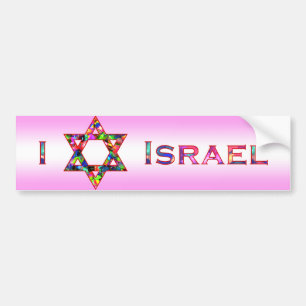 Autocollant De Voiture I (amour) Israël - étoile de David