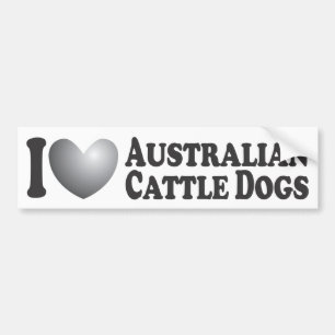 Autocollant De Voiture I chiens australiens de bétail de coeur - adhési
