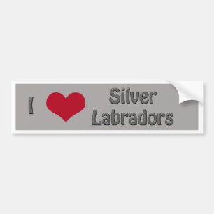 Autocollant De Voiture I coeur Labradors argenté