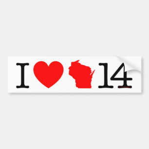 Autocollant De Voiture I coeur le Wisconsin 14