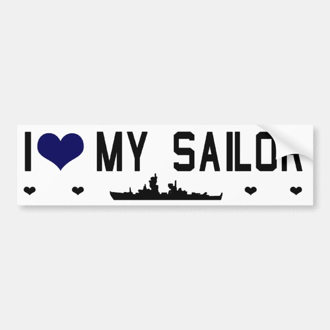 Autocollant De Voiture I coeur mon marin Bumptersticker (Devant)