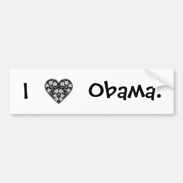 AUTOCOLLANT DE VOITURE I "COEUR" OBAMA ! (Devant)
