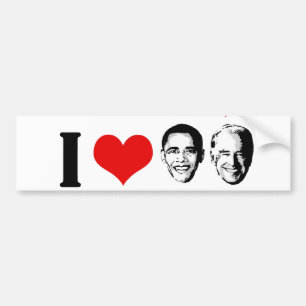 AUTOCOLLANT DE VOITURE I COEUR OBAMA BIDEN