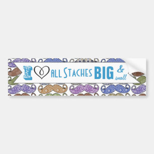 Autocollant De Voiture I Heart All Staches Grosse et Petite Moustache