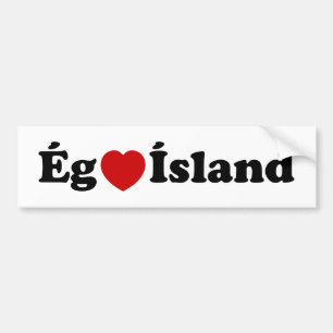 Autocollant De Voiture I Heart (Love) Islande [Ég Elska Ísland] Islandais