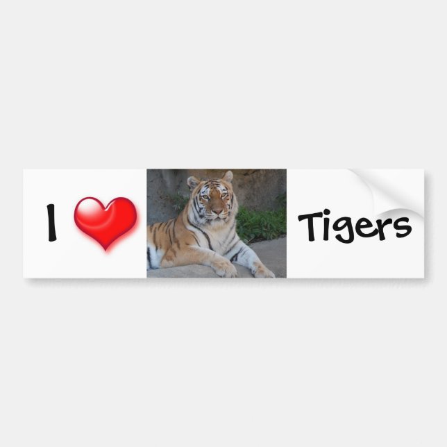 Autocollant De Voiture I Heart Tigers (Devant)