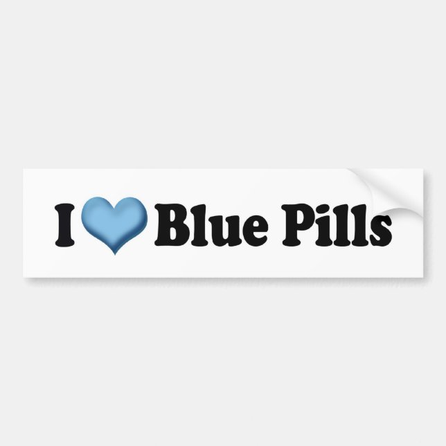 Autocollant De Voiture I Love Blue Pills Bumper Sticker (Devant)