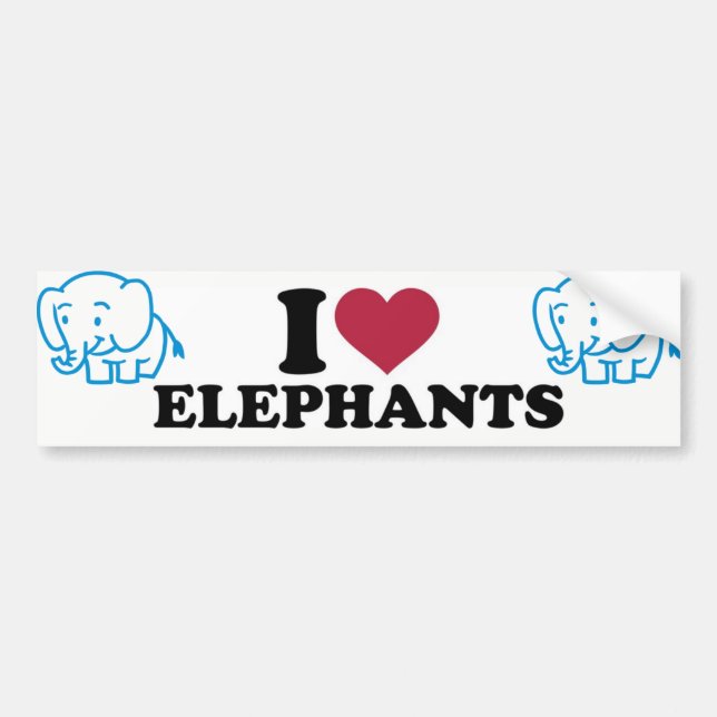 Autocollant De Voiture I Love Elephants (Devant)