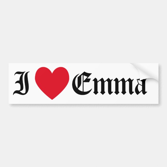 Autocollant De Voiture I Love Emma Bumper Sticker (Devant)