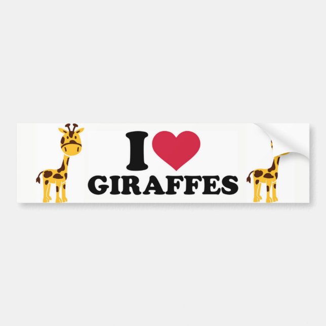 Autocollant De Voiture I Love Giraffes (Devant)