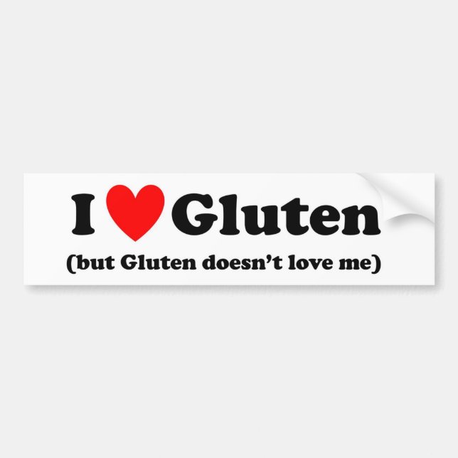 Autocollant De Voiture I Love Gluten (mais Gluten ne m'aime pas) (Devant)