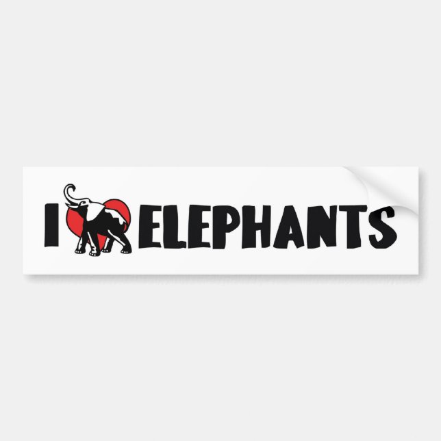 Autocollant De Voiture I Love Heart Elephants - Elephant Lover (Devant)