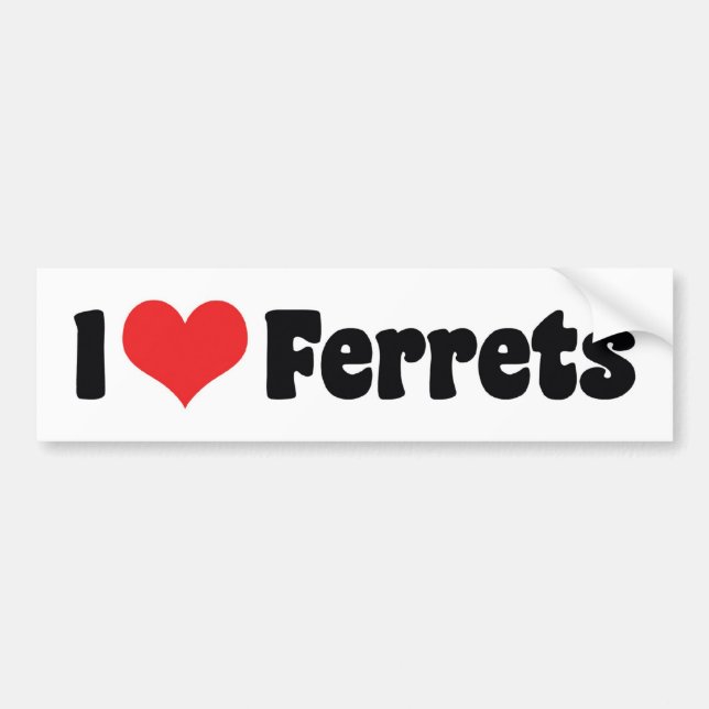 Autocollant De Voiture I Love Heart Ferrets - Ferret Lover (Devant)